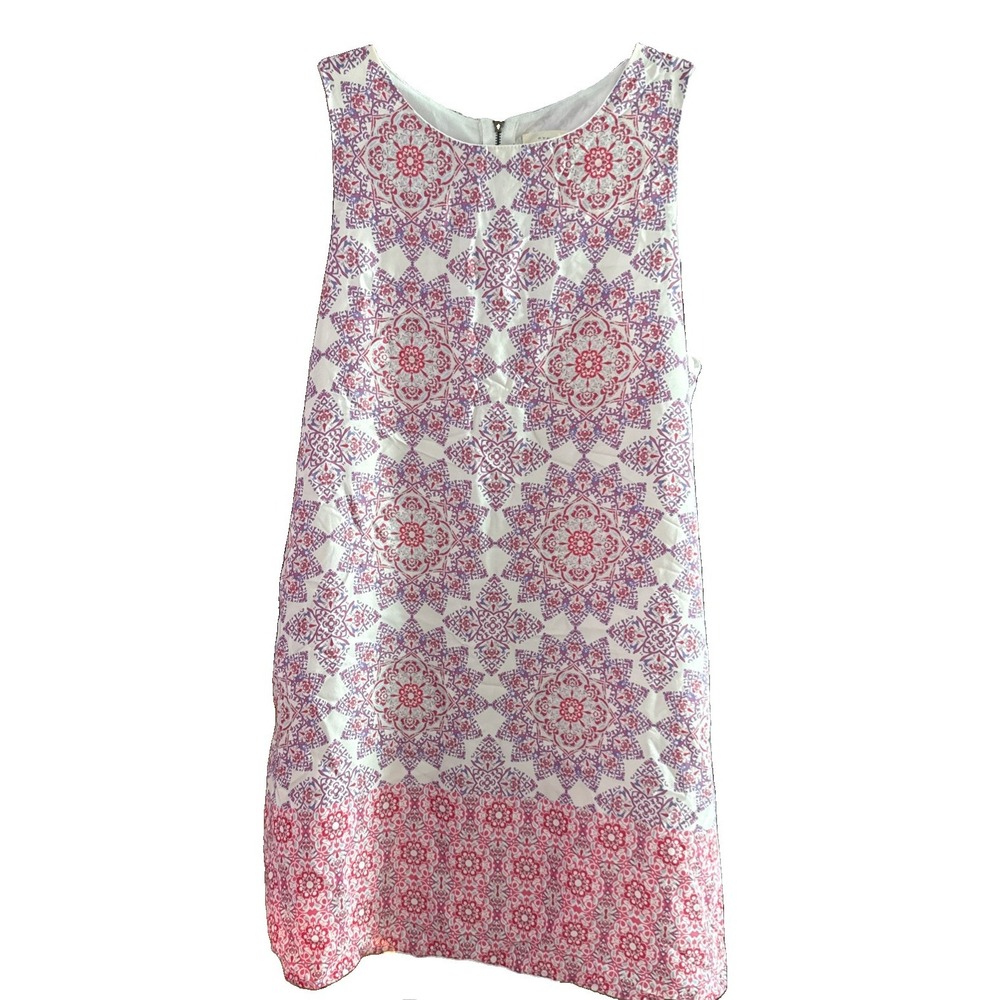 Everly Sleeveless Shift Dress Purple Pink Lined Breezy Size L